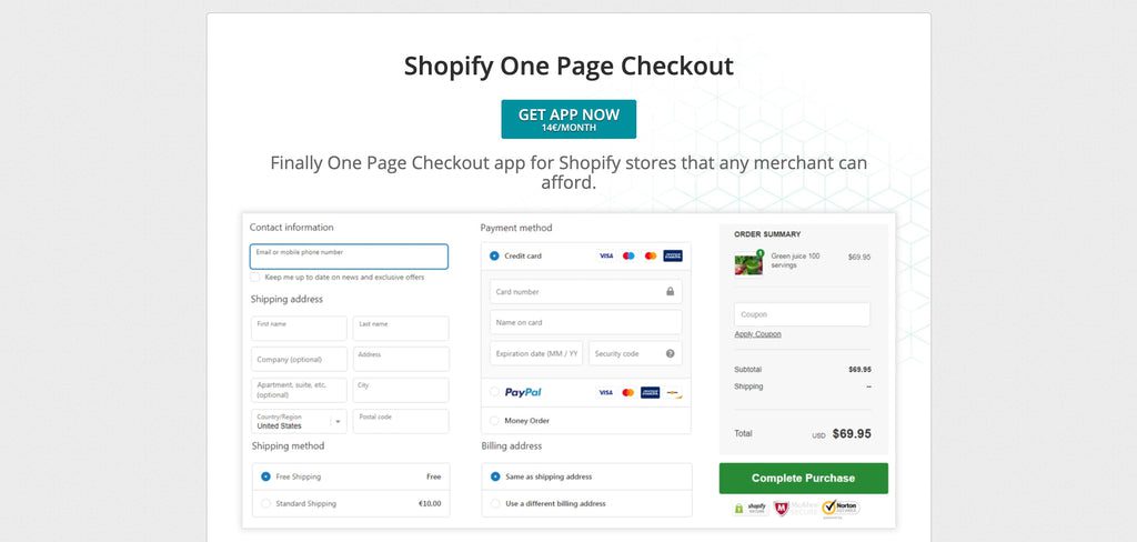 2 shopify on page checkout